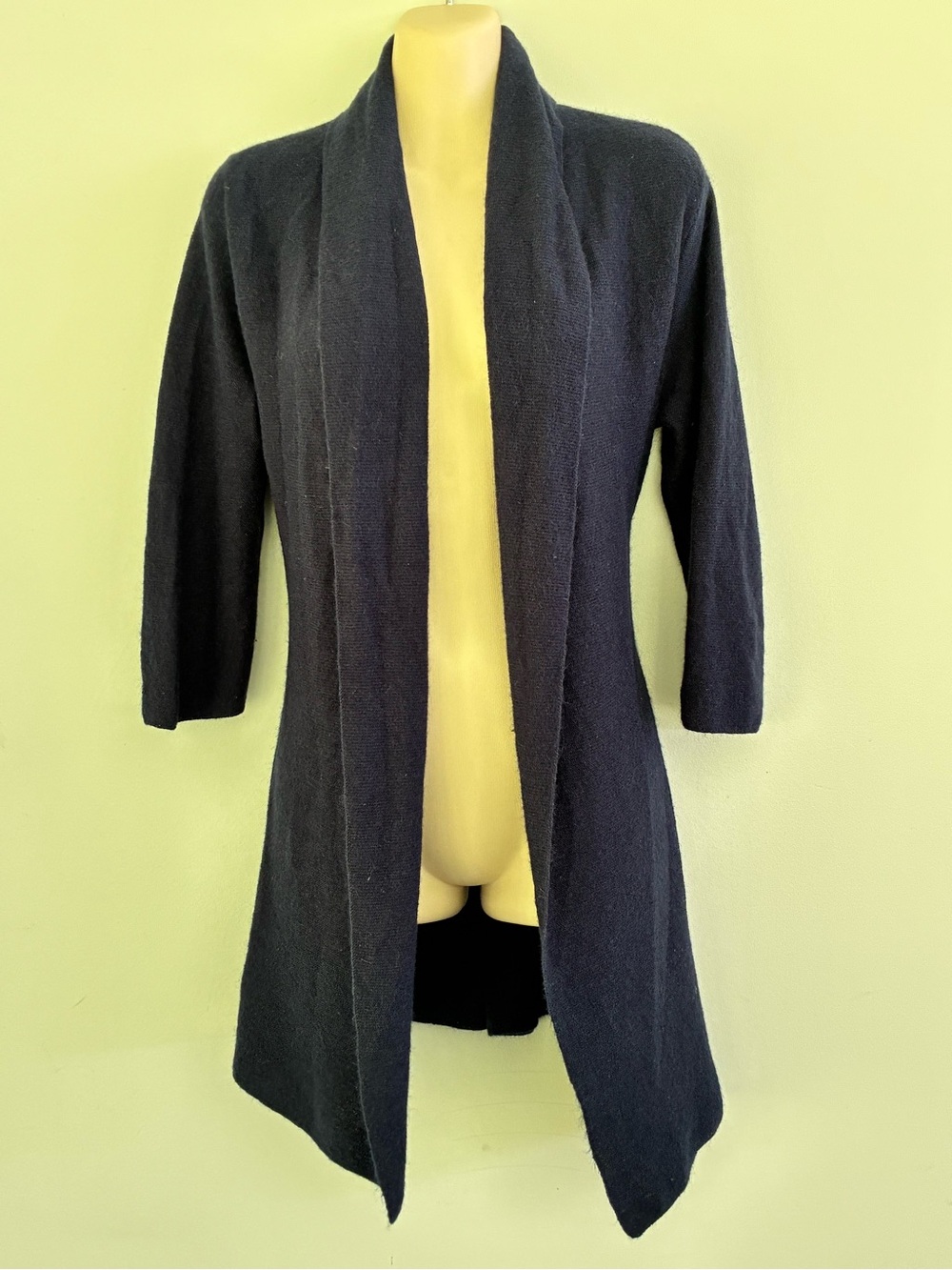 Peruvian Connection NavyBaby Alpaca Silk Blend Open Front Cardigan Duster L*Flaw